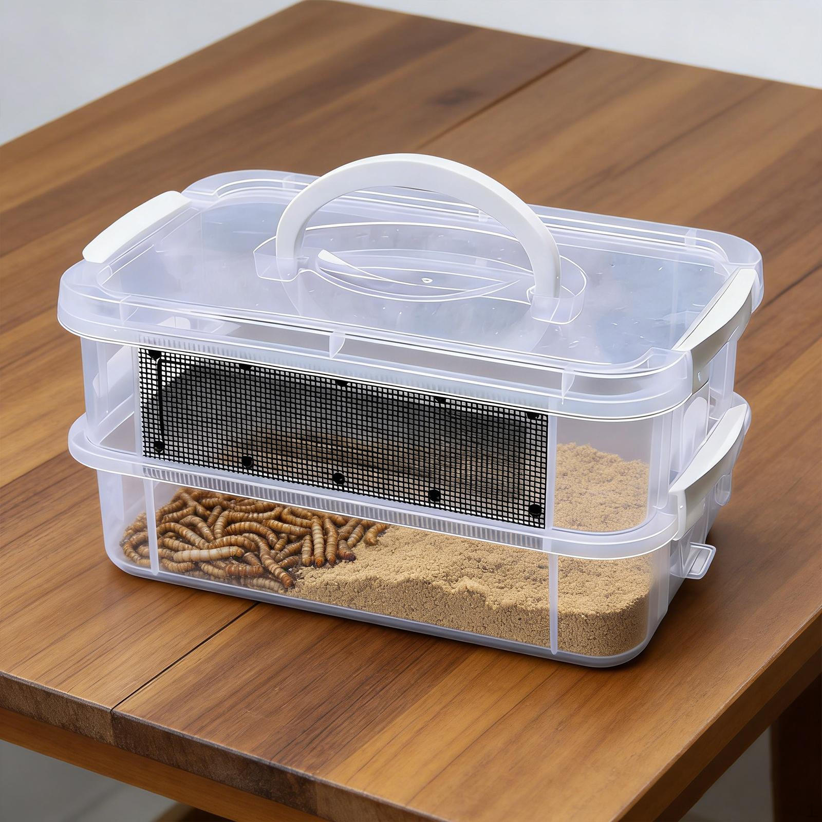 

Mealworm Breeding Box, Transparent with Sieve, Easy to Clean, Portable And . 2 Layer