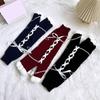 Japanese Harajuku Stretchy Knitted Leg Warmers with Star Pattern for Women Drawstring Ruffle Flared Boot Cuffs Covers