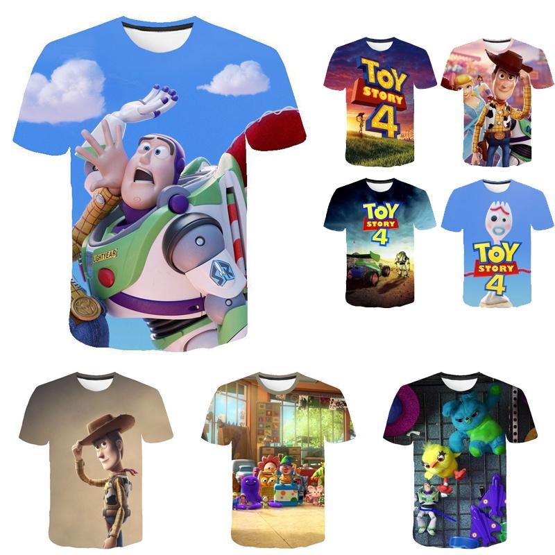 Lebhaftes Toy Story 4 Unisex 3D-Druck Freizeit-T-Shirt für bequeme Sommerkleidung