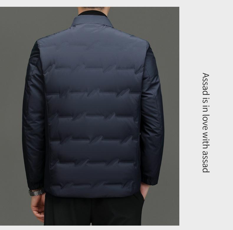Luxury Men's 90% Down Short Jacket: Warm, Thickened Lapel Outerwear for Middle-aged and Older Men
