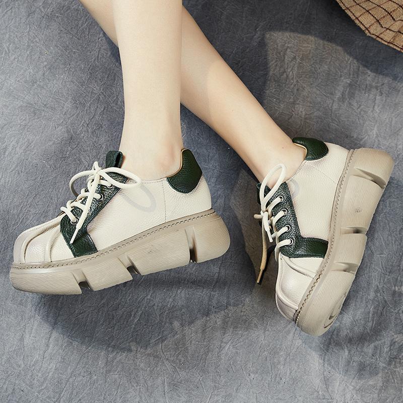 Genuine Leather Women Boots Retro Shoes 2024 New Autumn Winter Round Toe Double Zipper Handmade Concise Platform Boots