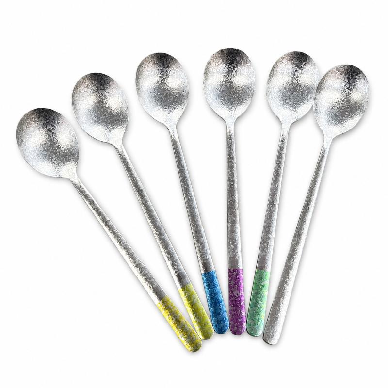 Pure Titanium Korean Style Spoons Unique Crystal Texture Colorful Handles Perfect For Home Dining Outdoor Camping Picnic Use