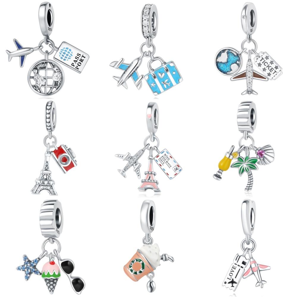 Copper Travel Vacation Series Pendant Charms Beads Fit Original Wear Braceletsdiy Jewelry Gifts Accessory