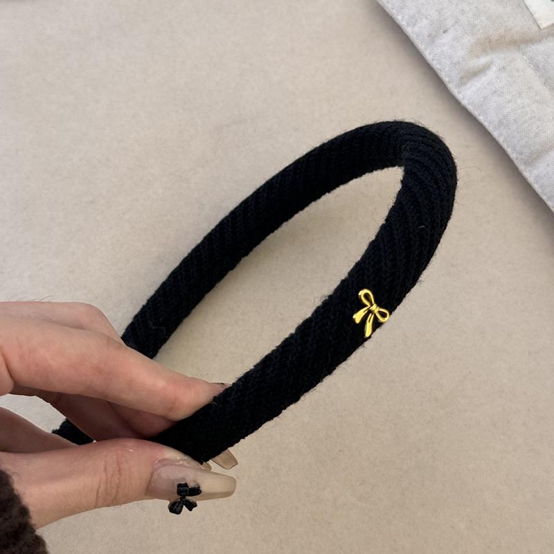 

Простая твиловая тонкая повязка на голову, темпераментная повязка на голову с бантом, для выхода в свет, для приглаживания волос, омолаживающий головной убор, заколка для волос