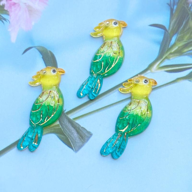 10Pcs Mini There Is A Hole Lovely Parrot Acrylic Flat Back Resin Art Supply Decoration Charm Craft Hair Bow Accessories H530