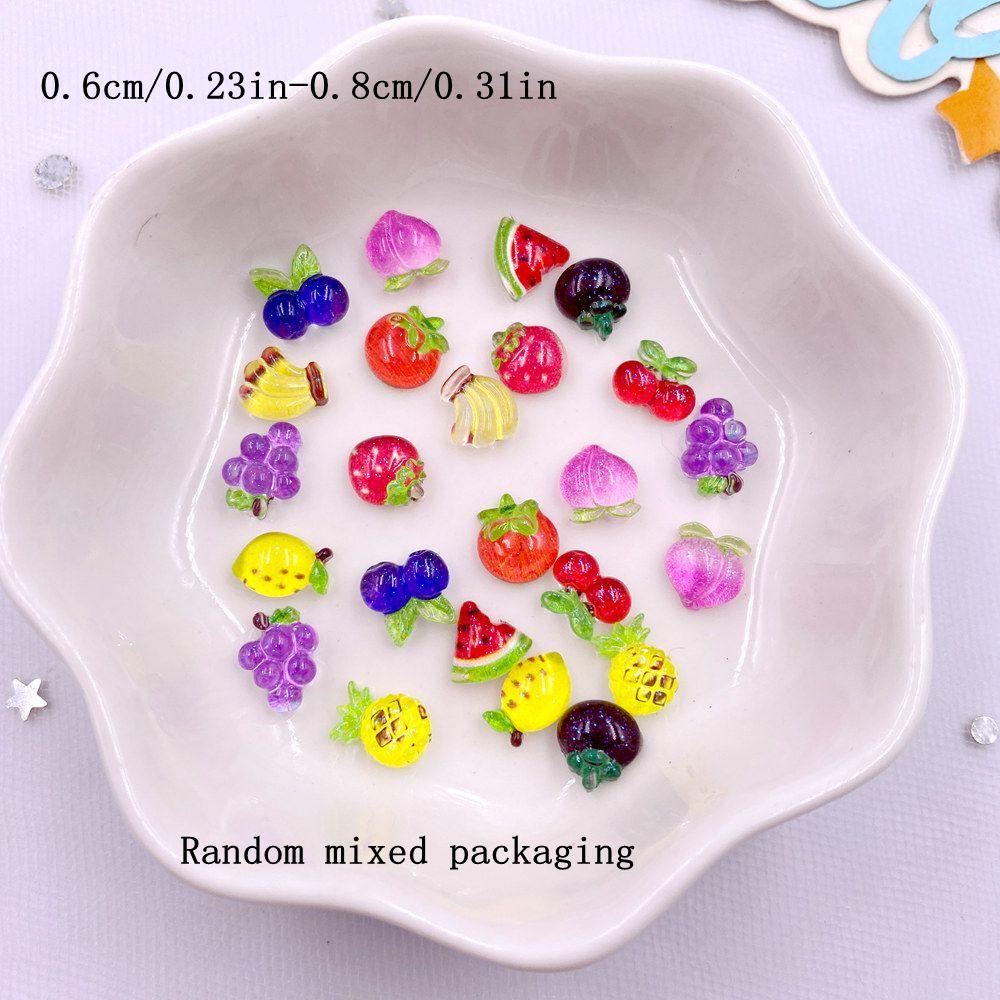 100pcs Resin Colorful Glitter Grape Cherry Tomato Fruits Nails Art Flat Back Rhinestone Appliques DIY Scrapbook Figurines Crafts