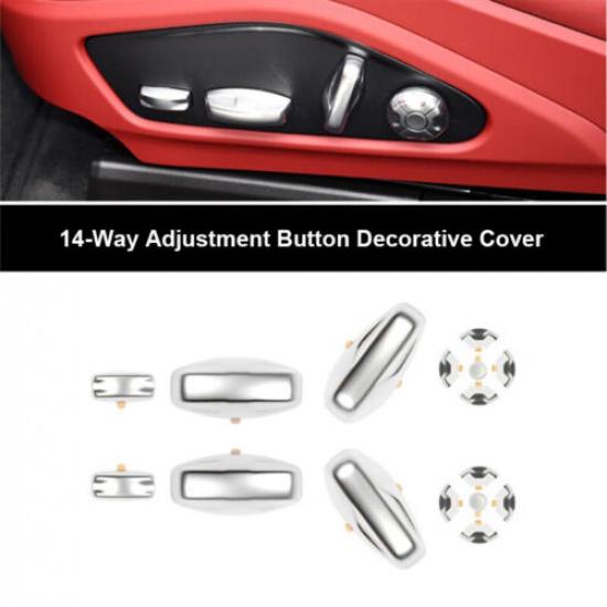 For Porsche Cayenne -2024 Seat Adjustment Button Cover Trim Silver Sticker