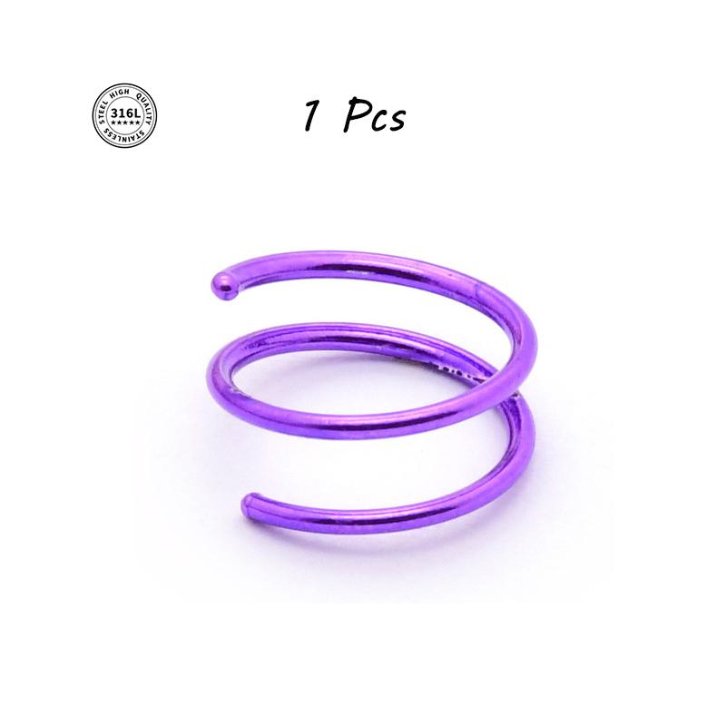 Double Hoop Nose Ring Stainless Steel for Single Piercing, Snug Spiral Nose Ring 20G 8/10mm Thin Nose Rings Piercing Jewelry