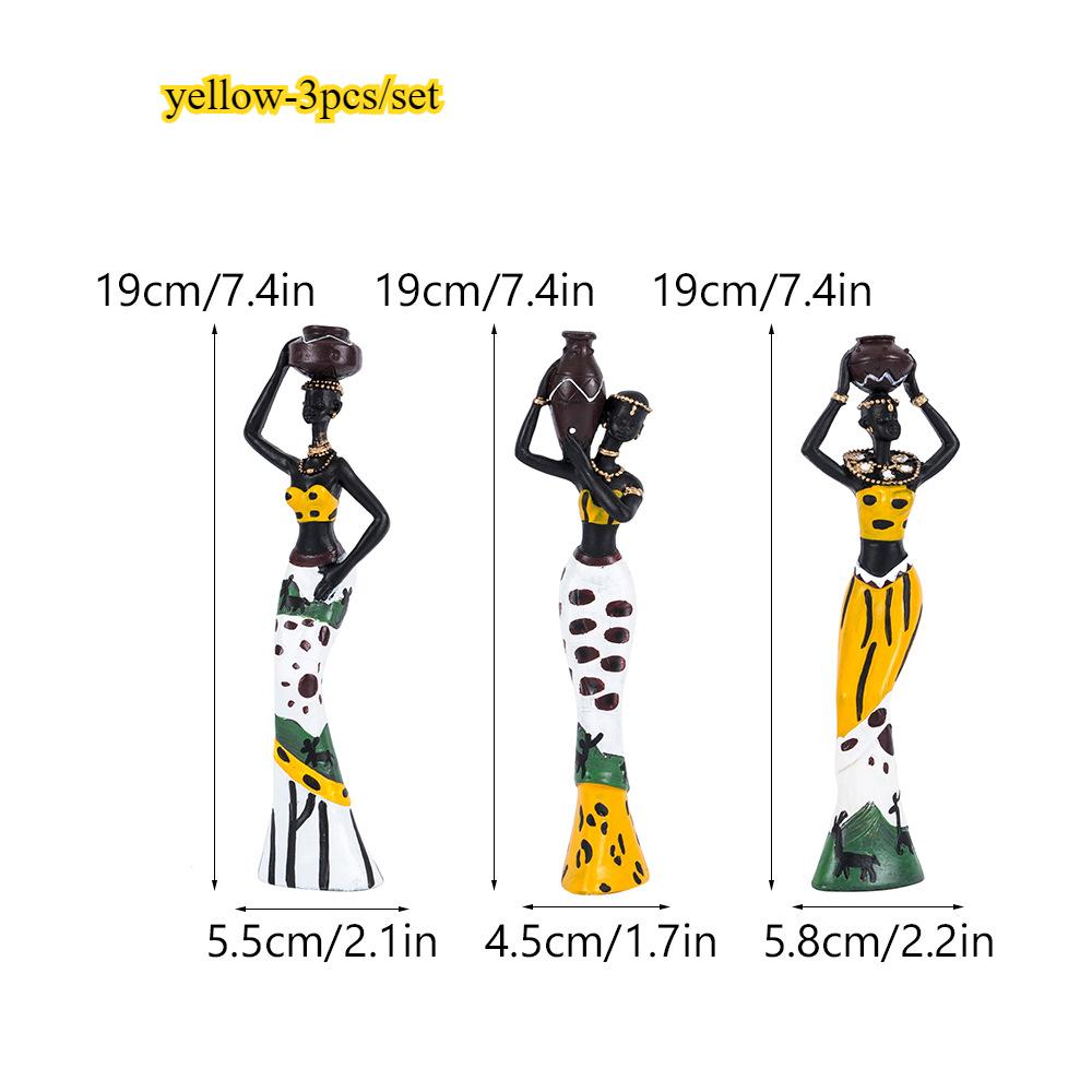 

Женщины Негры Винтажные Украшения Смоляные Изделия Украшения Домашнего Офиса 3pcs/set жёлтый