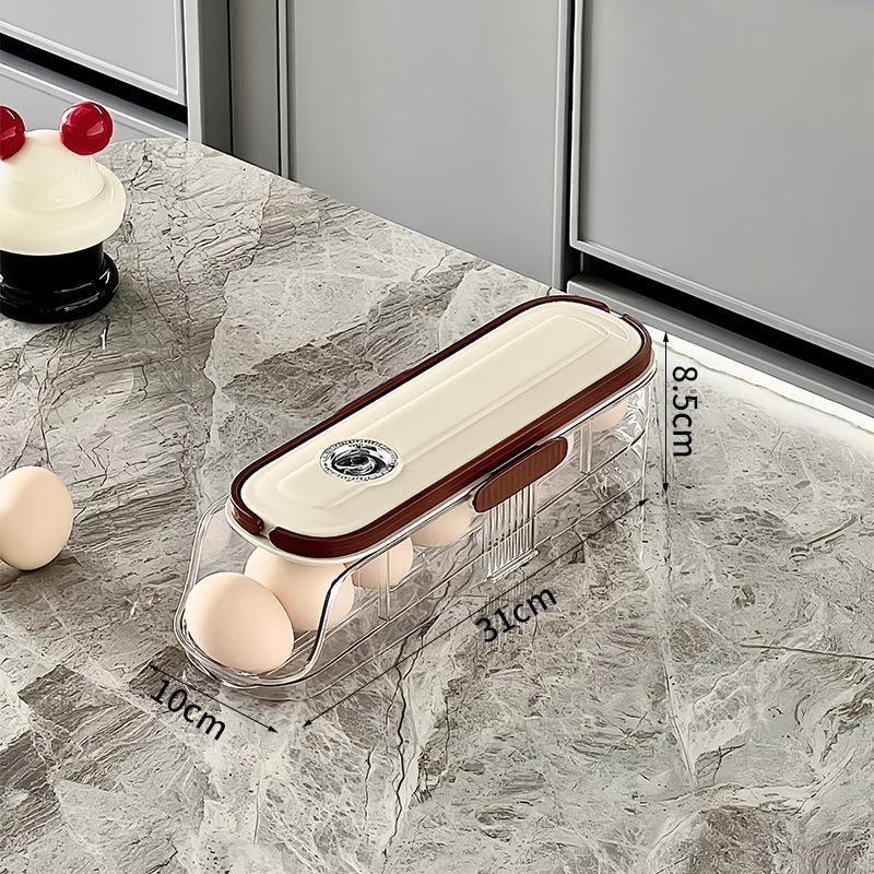 Refrigerator Egg Organizer Automatic Rolling Egg Box Sliding Carton Multi Layer Storage Rack for Kitchen Countertop Home
