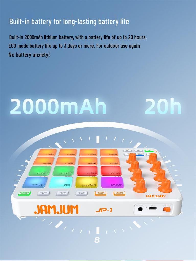 Портативний MIDI-контролер-пед на 16 клавіш: Міні Bluetooth музична клавіатура з вбудованою батареєю