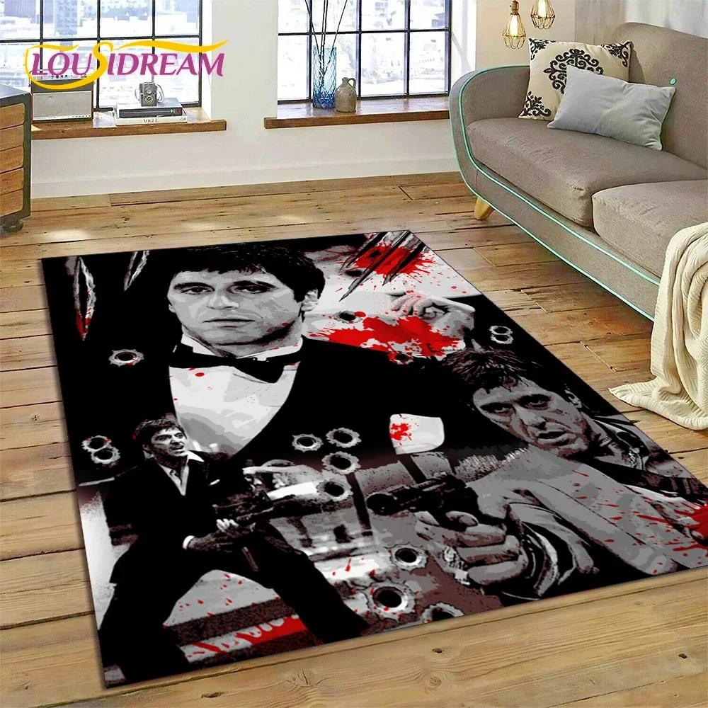 Scarface Tony 3D Printing Movie Carpet Rug for Bedroom Living Room Home Sofa Decoration,Children Game Large Decor Floor Mat Gift