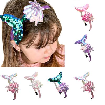 Baby Girls Headband Sequin Mermaid Tail Shells Hairband DIY Headwear Hair Band Decors  Children Hair Accessory
