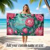 Floral Garden Theme Soft Beach Towel Personalized Custom Name Text Towel Portable for Beach Pool Travel