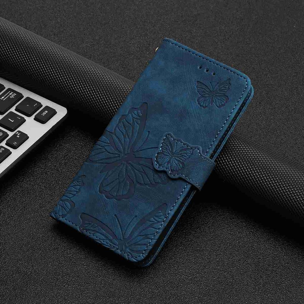 For iPhone 7 8 XS 11 12 13 14 15 16 17 Series Faux Leather Wallet Case with Butterfly Design,Card Slots & Shockproof Protection
