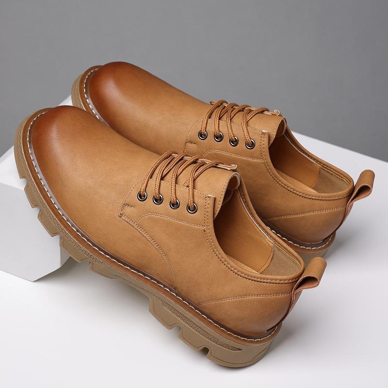 FashionFashion Retro Platform Leather Shoes for Men Designer Soft-soled Men's Casual Shoes Spring Autumn Business Dress Shoe Male