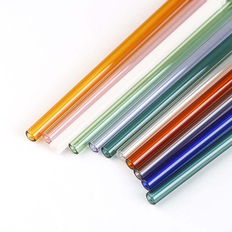1Pc Reusable Glass Straws Colorful Drinking Straw Eco-Friendly High Borosilicate Glass Straw Party Favors Bar Drinkware