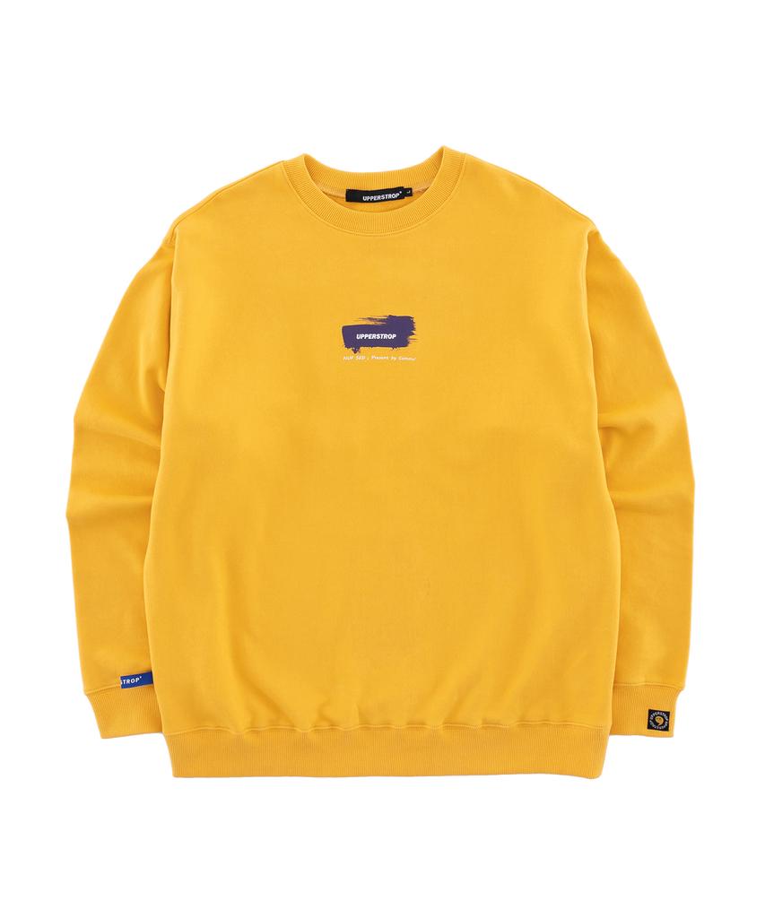 UPPERSTROP [Up9003] Comma Embroidered Graphic Sweatshirt Mustard