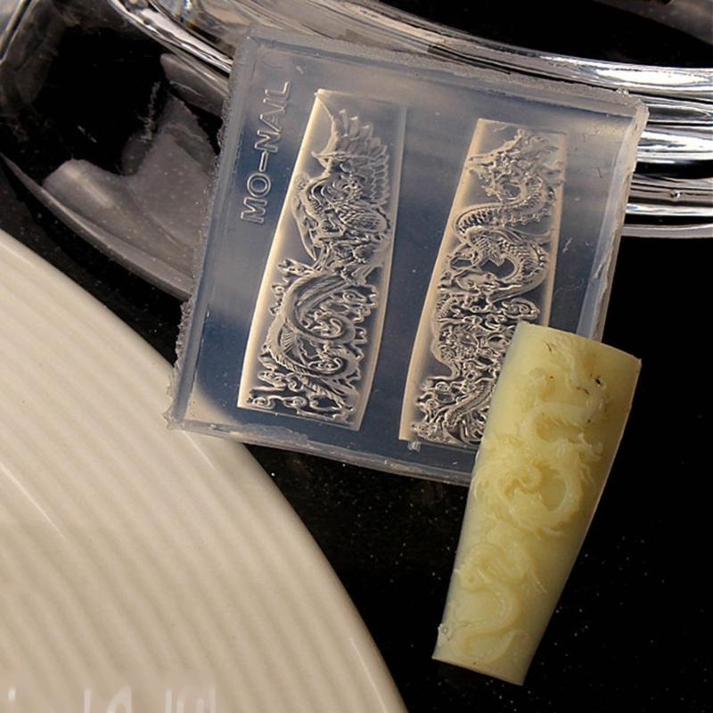 Nail Art Silicone Mold Beautiful 3D Nails Molds Dragon Year Nail Stencils Sculpture Mould Decorations for Manicurists