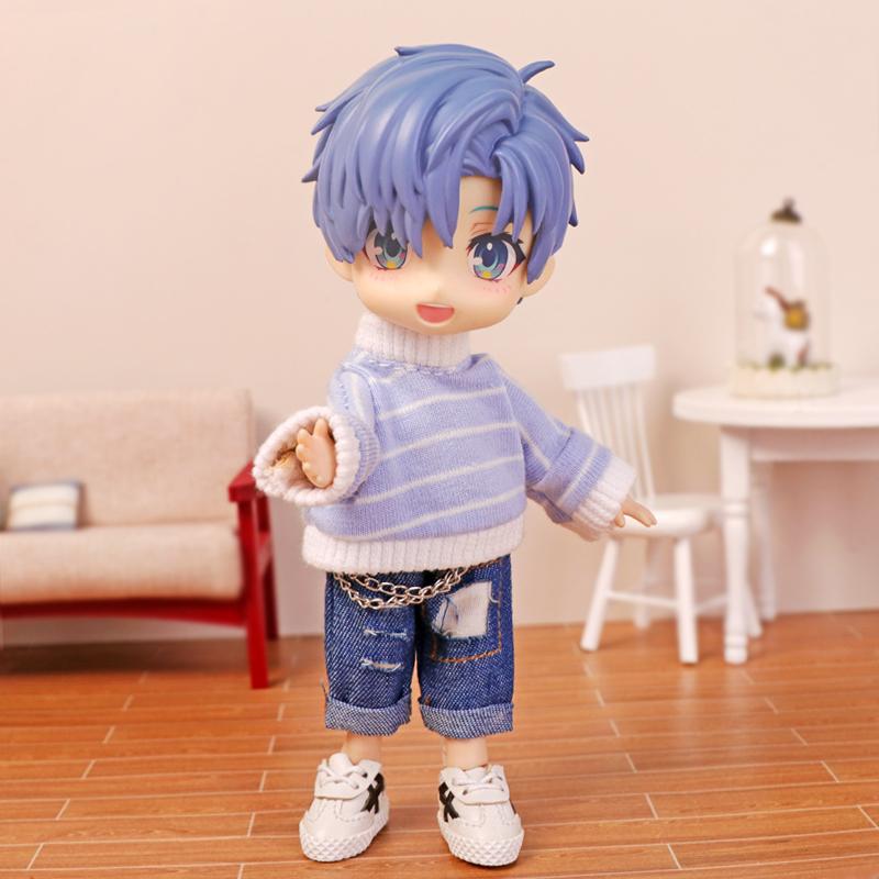 Ob11 Bebek Giysileri Çizgili Balıkçı Yaka Kazak BJD Gsc 1/12 Bebek Dekorasyon Aksesuarları Bebek Model Giysileri 12 Nokta