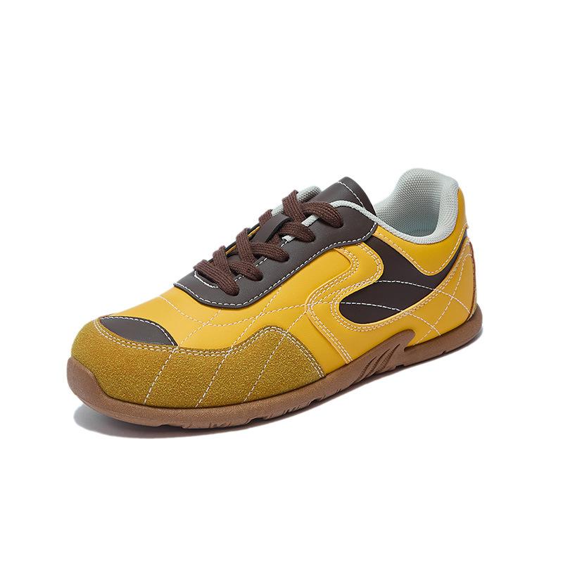 

German Training Shoes Women 2024 New Genuine Leather Women Sneakers Flat Lace-up Retro Large Size Forrest Gump Shoes Women 40 жёлтый