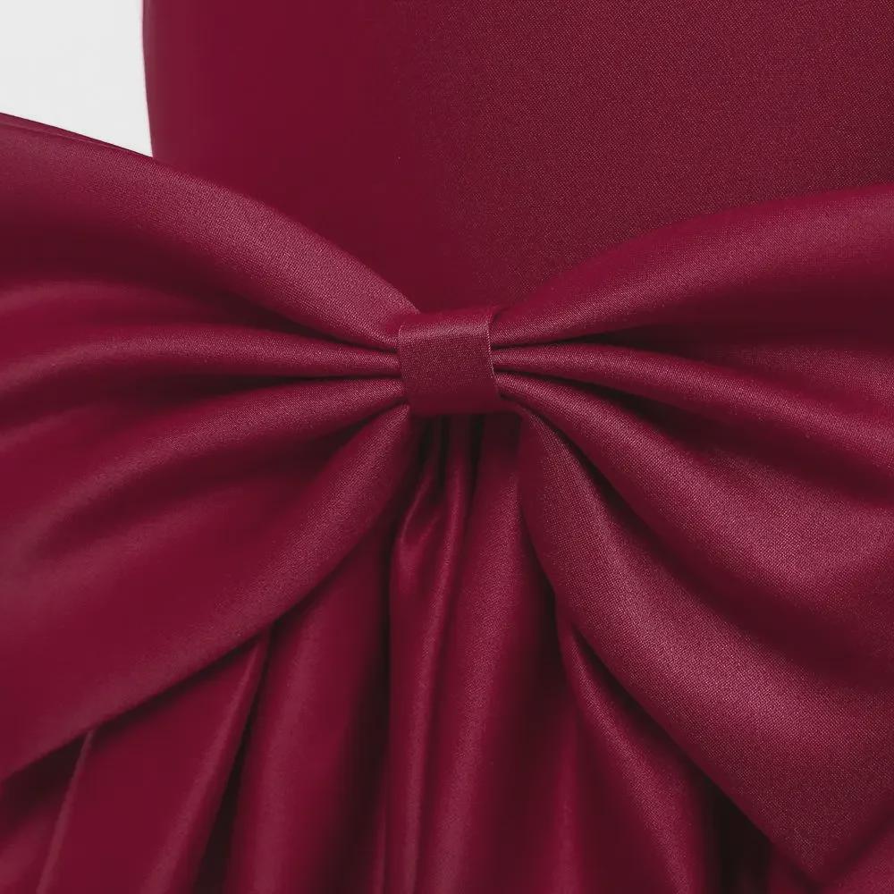 Kore Tarzı Kız Çocuk Saten Elbise Büyük Fiyonklu - Gösteriler ve Çocuk Bayramı için İdeal