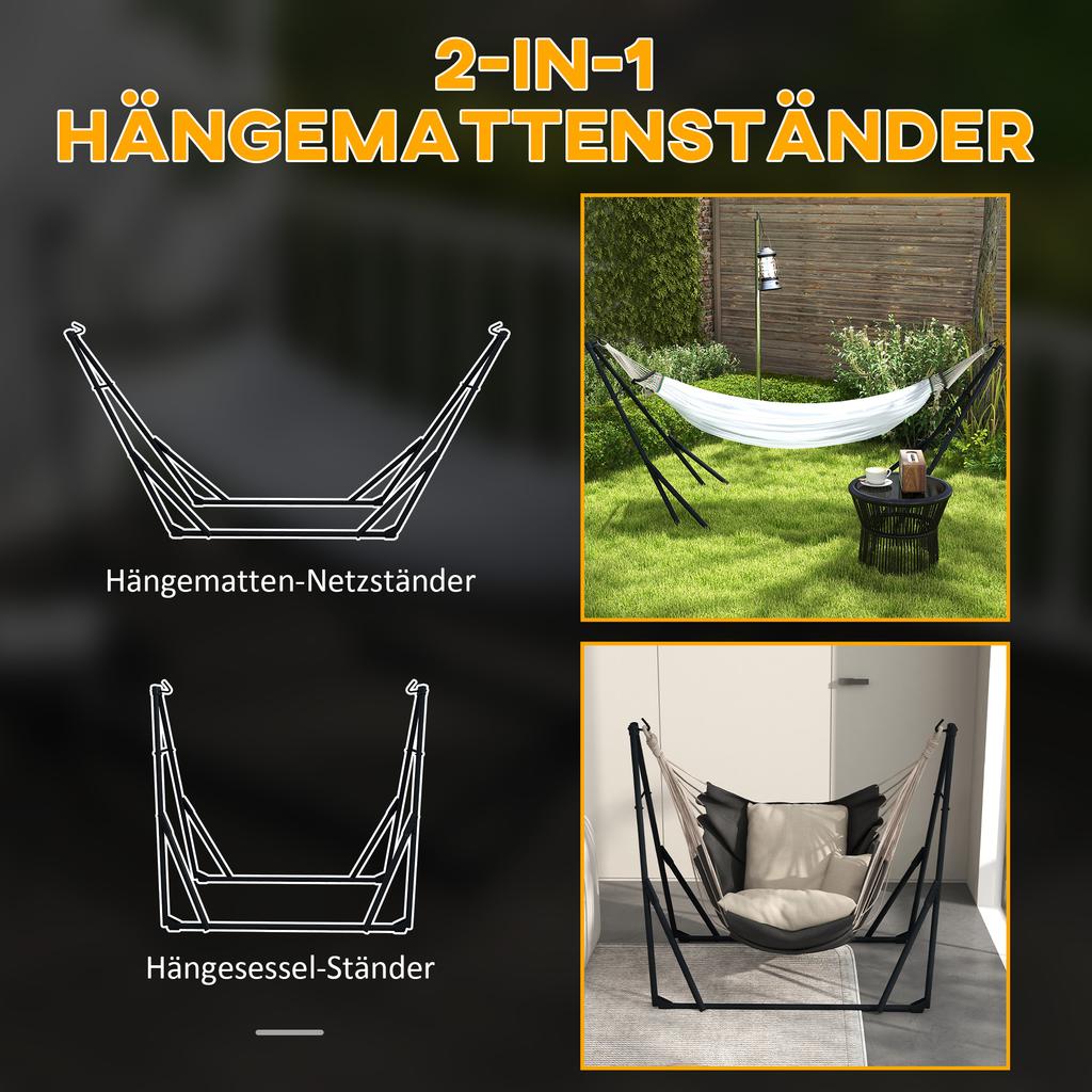 Hammock Stand Incl. Hammock Frame for Hammock, 263 Cm X 89 Cm X 100 Cm, Black + White