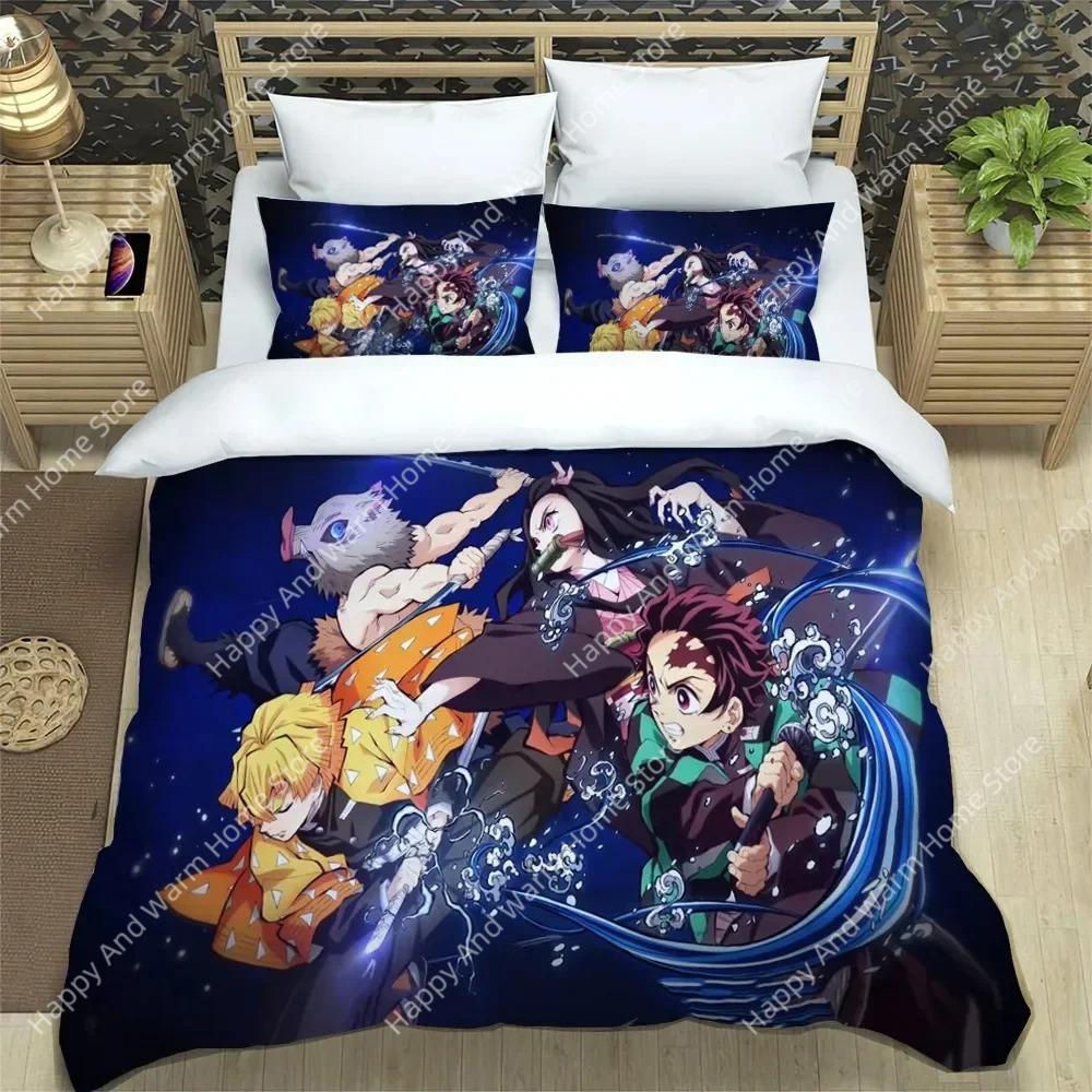 Comforter Demon Slayer Bedding Set Soft Bed Single/Double Japanese Manga Boys And Adolescents