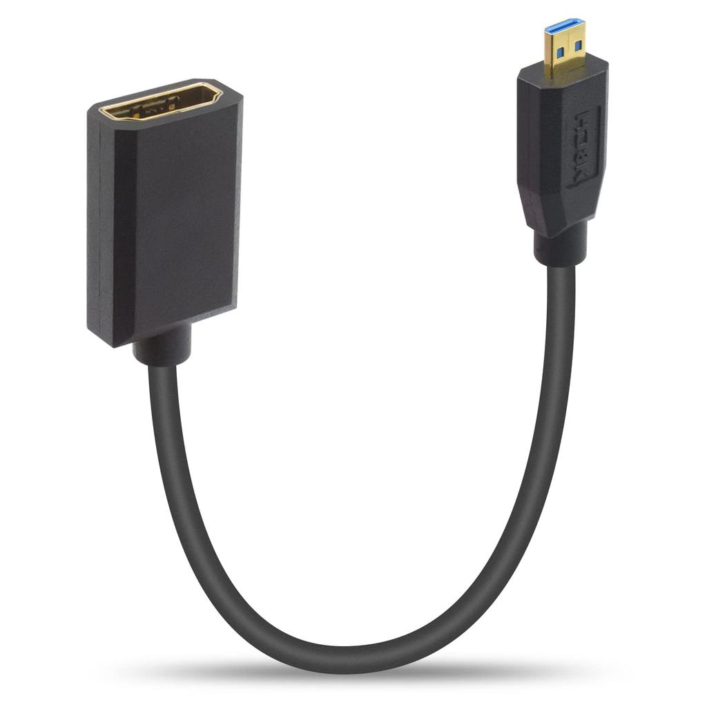Duttek Micro HDMI na HDMI prodlužovací 8K HDMI na Micro HDMI krátký Micro HDMI samec na HDMI samice konvertorový kabel s podporou dynamického HDR pro digitální
