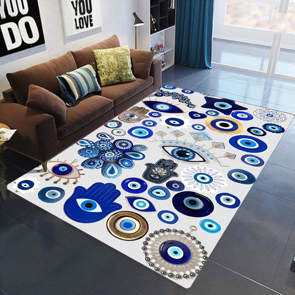 New Evil Eye Print Area Rug for Home Living Room Bedroom Kitchen Rug Non-slip Flannel Rug Machine Washable Floor Mat
