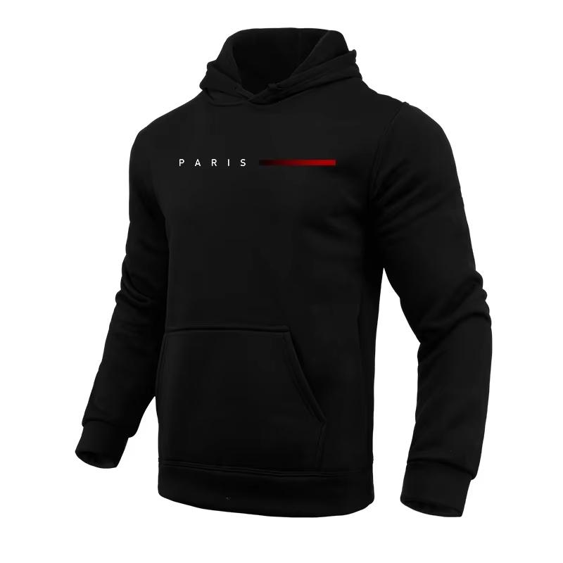 Men's Hooded Sweatshirts Solid Color Long Sleeved Pullover Paris Fashion Male Casual Sports Hoodie Home Outdoor Comfort Soft Top