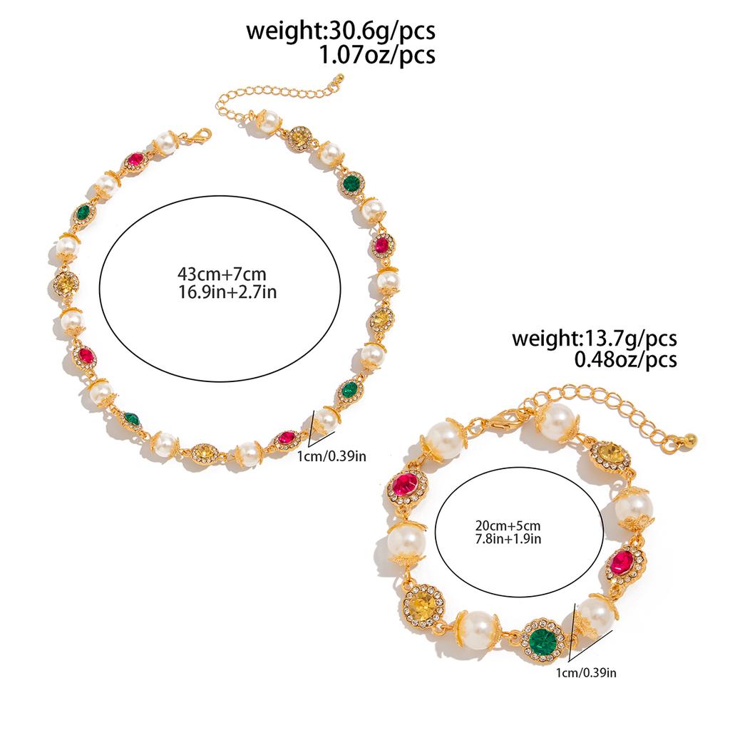 Ingemark Trendy Luxury Imitation Pearl Choker Necklace Women Exquisite Elegant Colorful Acrylic Rhinestone Bracelet Y2K Jewelry