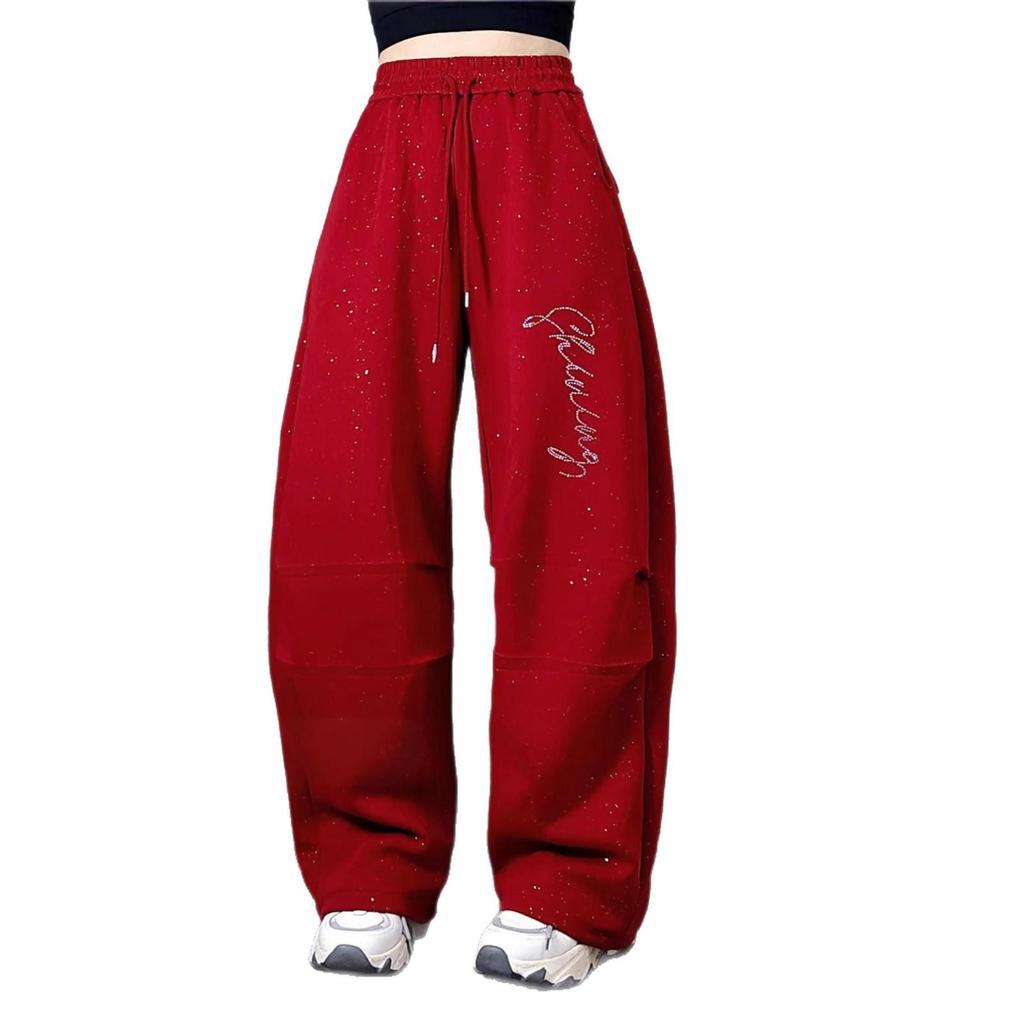 American Trendy Pleated Glitter Cargo Pants for Autumn/Winter Dance and Casual Wear