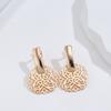 New Trend  Rose Gold Square Glossy Earrings Women Creative Fashion Party Jewelry Simple Hollow Flower Drop Earrings