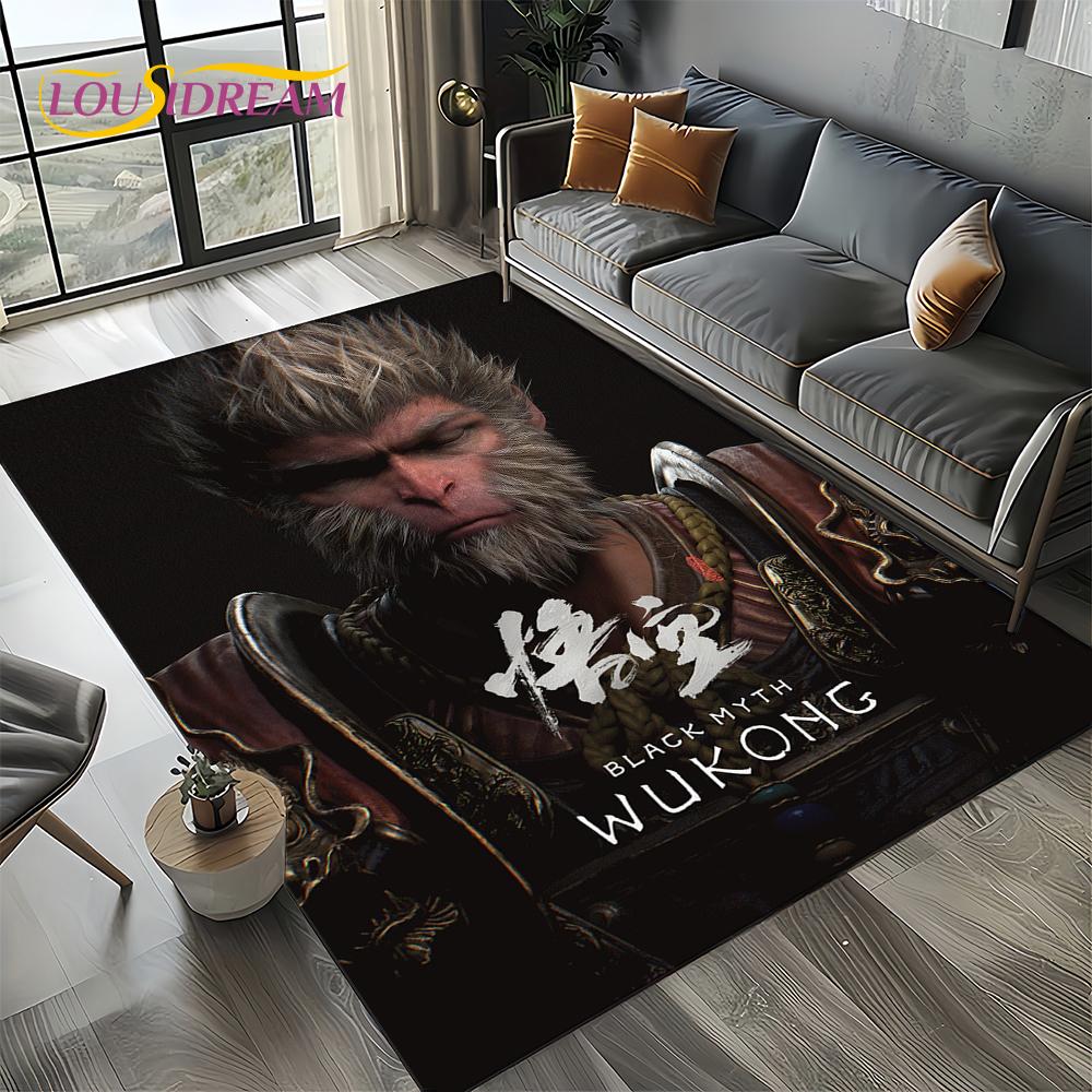 3D Black Myth Wukong Apekungen Tecknad Spelmatta för Sovrum Vardagsrum Hem Soffa Dekoration, Barninredning Golvmatta