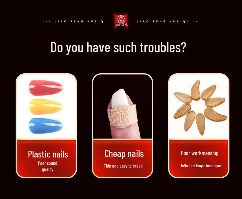 Natural Buffalo Horn Guzheng Finger Picks for Children, Beginners, Adults, and Professionals