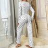Women's Home Clothes Pajamas Long Sleeved Pants Loose And Comfortable Sexy Lace Love Print V-neck Two-piece Set