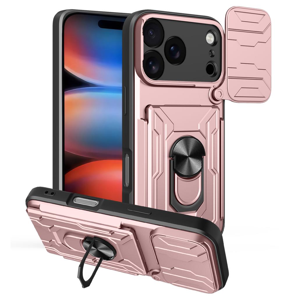 For iPhone 17 Pro Max Case PC+TPU Kickstand Phone Back Cover with Camera Slider