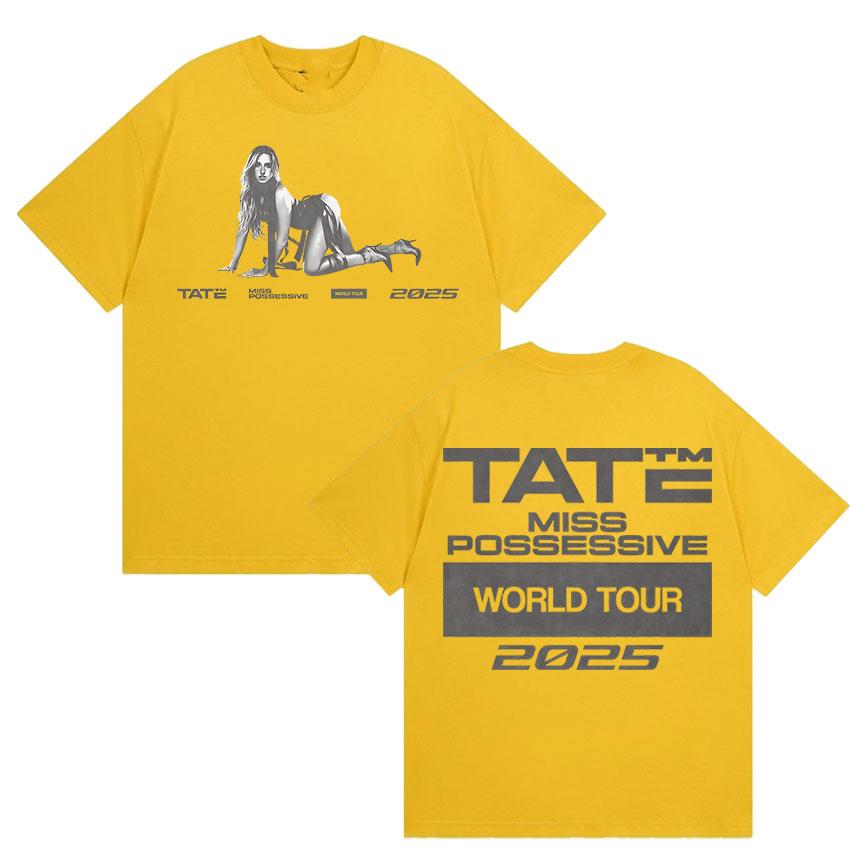 90s Vintage Tate McRae Miss Possessive Tour 2025 New T Shirts Men Women's Hip Hop Fashion Cotton Short Sleeve T-shirt Streetwear