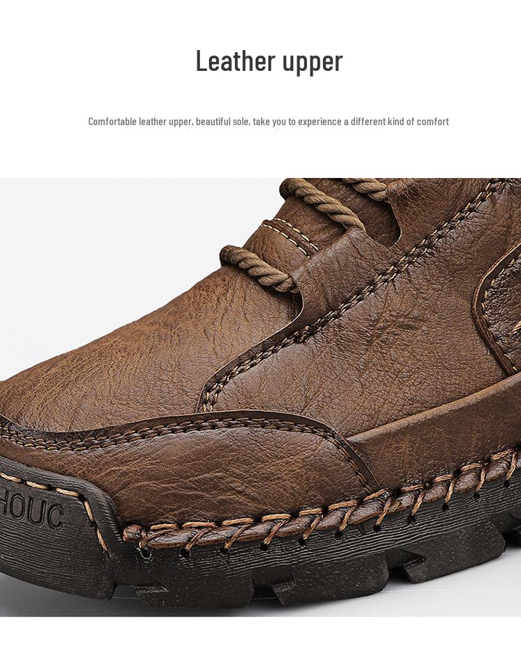 2024 Autumn/Winter Men's Plus Size High-Top Cotton-Lined Casual Warm Shoes