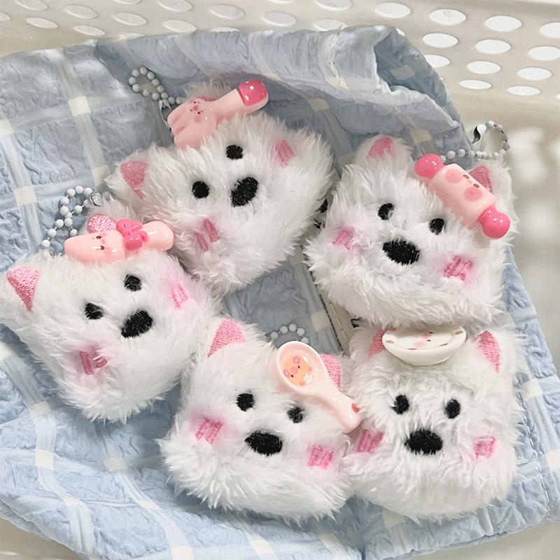 Kawaii šéfkuchař West Highland štěně klíčenka roztomilý kreslený plyšový přívěsek na klíče panenka plyšový držák na klíče taška přívěsek dekorace dárky pro páry