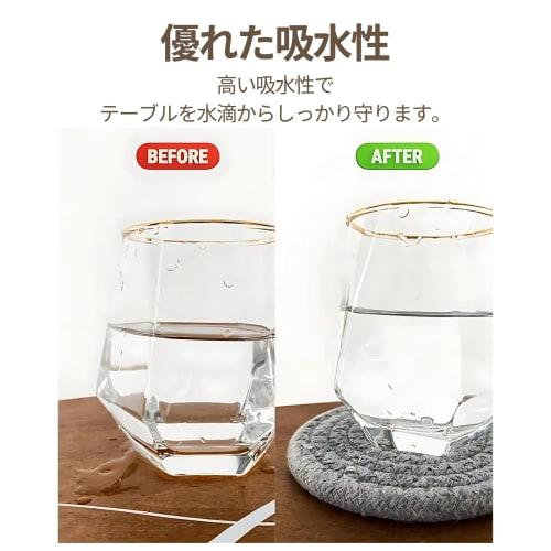 Copeflap Coasters, Absorbent, Round, Thick, Washable, Heat-Resistant, 11cm Diameter (Gray, Set of 6)