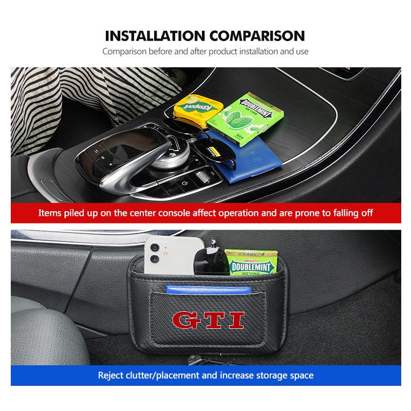 UNYDV1 For Volkswagen VW Leather Car Storage Pocket Phone Holder Seat Side Sundries Bag Beetle CC B5 B6 B7 EOS GTI MK2 MK4 MK5 MK6