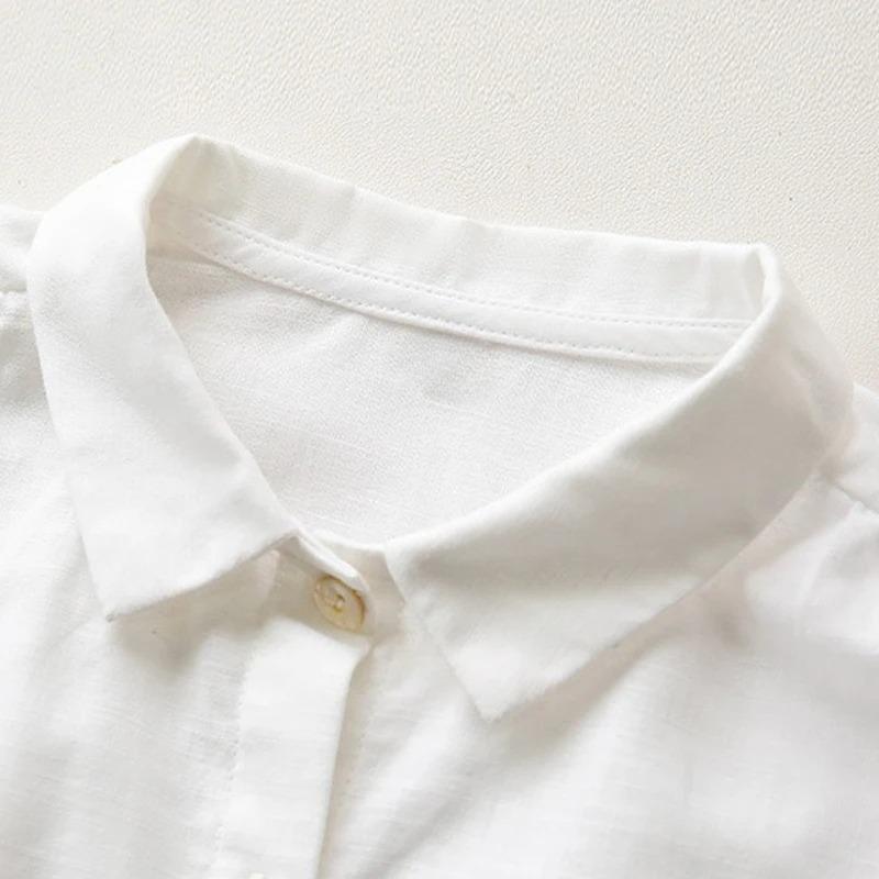 Boy's Buttons White Shirt Autumn Children Casual Lapel Collar Long-Sleeved Shirts Cardigan Girls Blouse