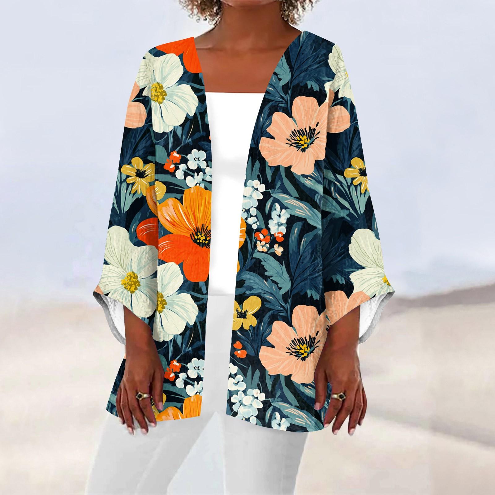 

Женская повседневная и модная легкая куртка средней длины с принтом, кардиган, кардиган L оранжевый