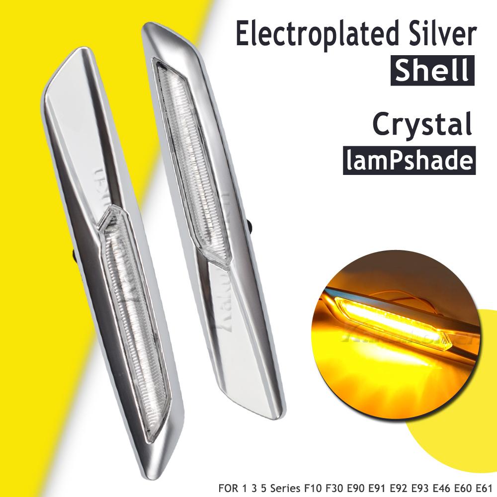 2pc Dynamic Amber 12V LED Side Marker Lights Turn Signal Lamp For BMW 1 3 5 Series F30 E90 E91 E92 E93 E46 E60 E61 BMW F10 Style