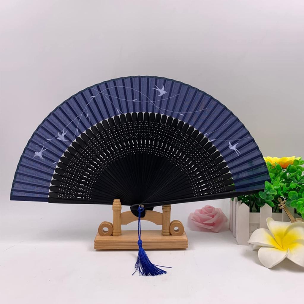 Silk Folding Fan Stylish and Short Fan for Perfect for Fireworks and Traditional Japanese Clothing Summer Heat Gift Bag and Box Set [YOVOY] Men's