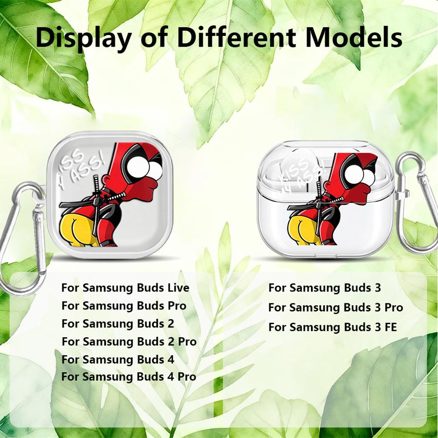 The S-simpsons Case For Samsung Galaxy Buds 3Pro 4 Pro Live 2Pro 4Pro 2 3 FE Clear Earphone Cases Cover With Hook