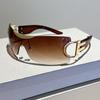 Vintage Y2K Fashion Steampunk Sunglasses Women For Men Luxury Brand Designer Sun Glasses Sport Goggle One Piece Rimless Shades
