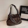 Large Capacity Womens Shoulder Bag Stylish Streetwear Crossbody Daily Commute Pure Color PU Leather